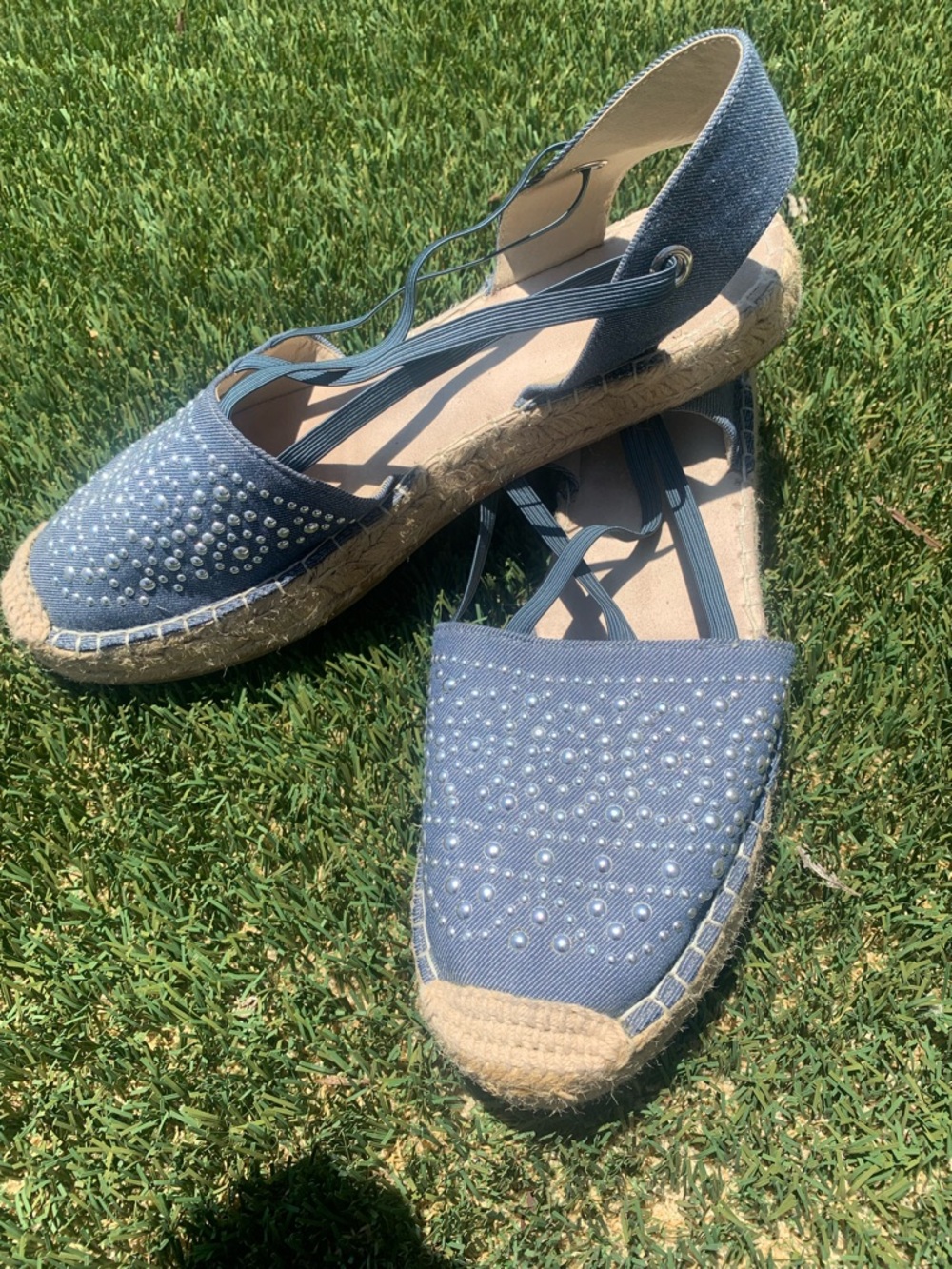 White Mountain Blue Studded Espadrille Slingback Flats - Picture 3 of 4